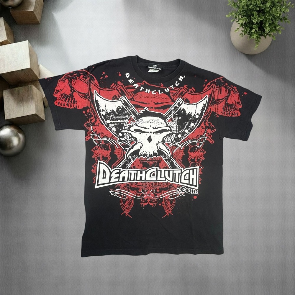 Vintage Y2K Deathclutch Brock Lesnar MMA Graphic T-Shirt Black Red Size M